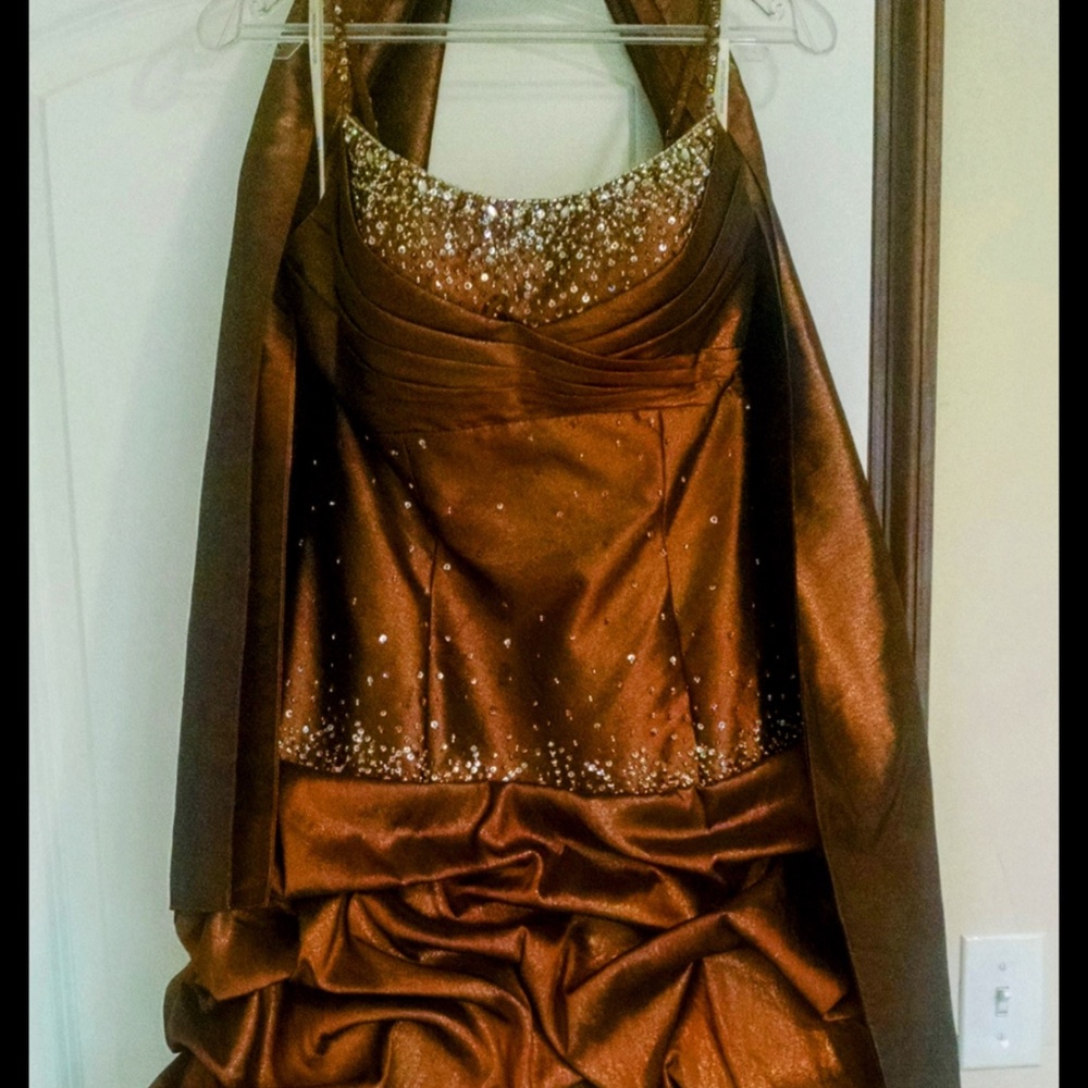 Gold/Brown Prom Formal Dress